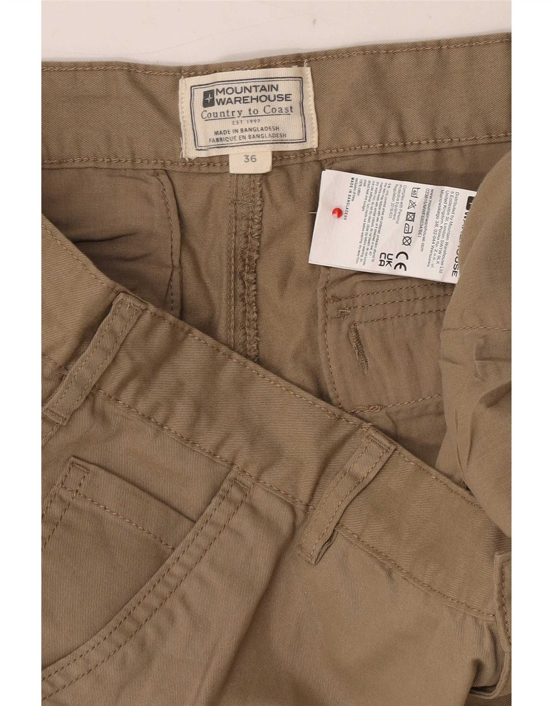 Pantaloncini cargo da uomo Mountain Warehouse W36 grandi in cotone beige