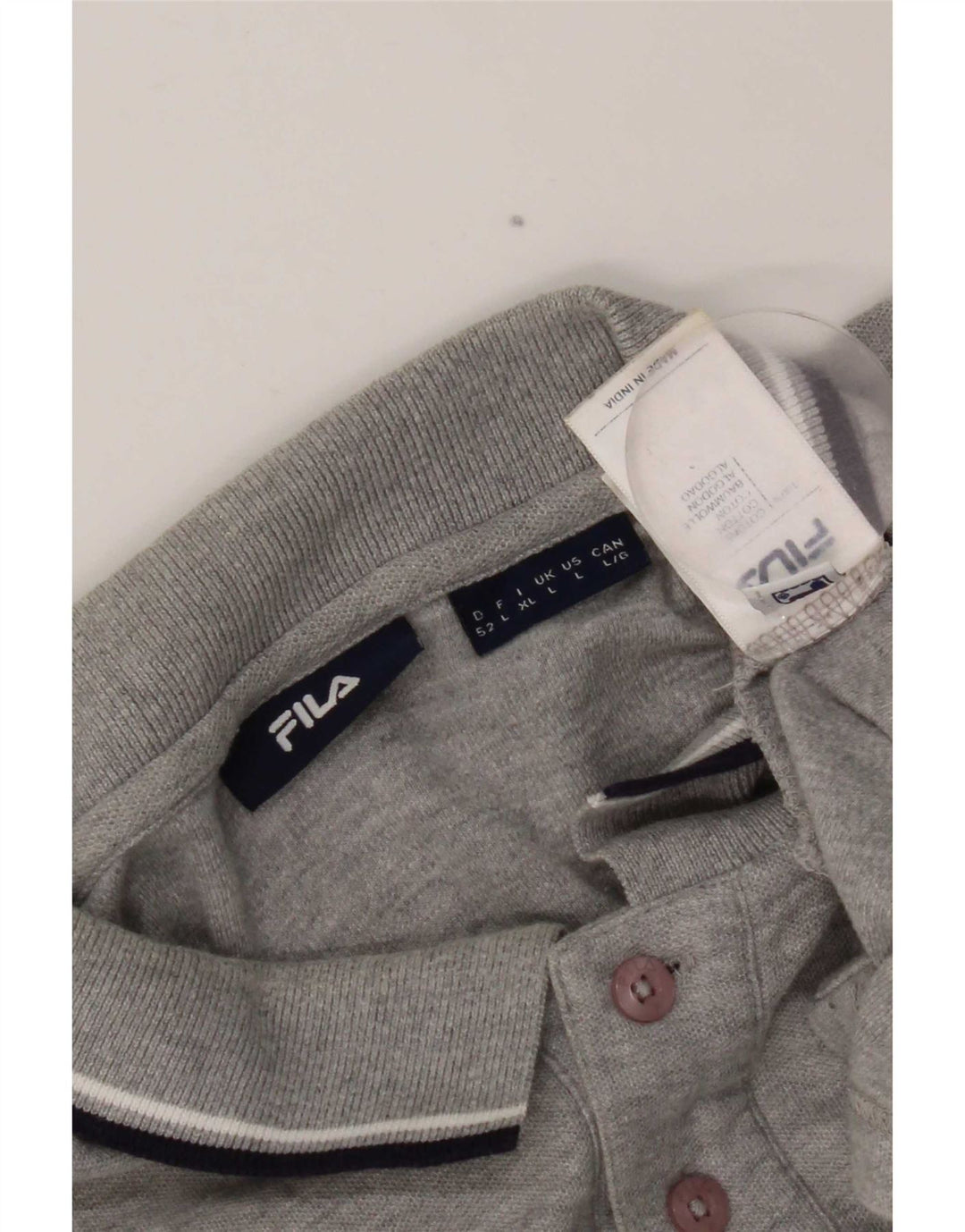 Polo da uomo Fila Large in cotone grigio