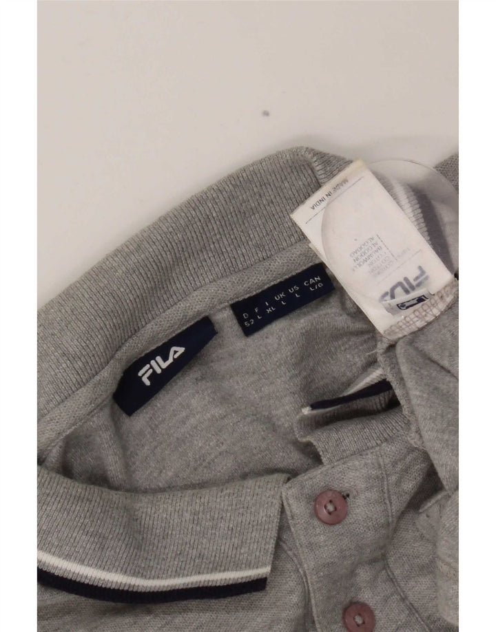 Polo da uomo Fila Large in cotone grigio