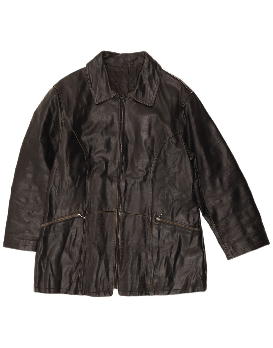 Giacca in Pelle Donna VINTAGE IT 42 Pelle Nera Media