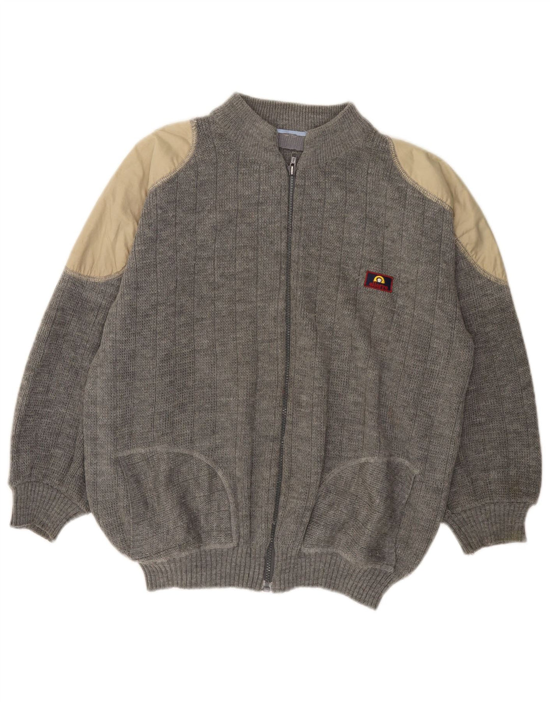 Maglione cardigan da donna VINTAGE UK 18 XL Blocco colore grigio