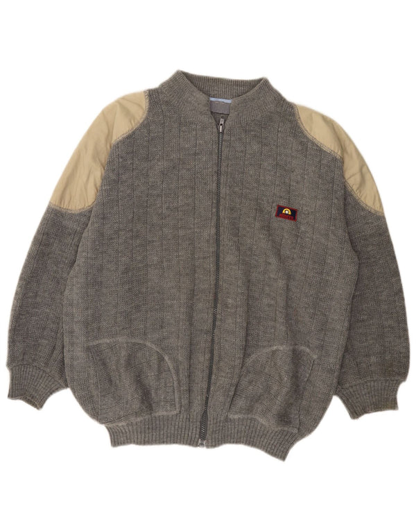 Maglione cardigan da donna VINTAGE UK 18 XL Blocco colore grigio