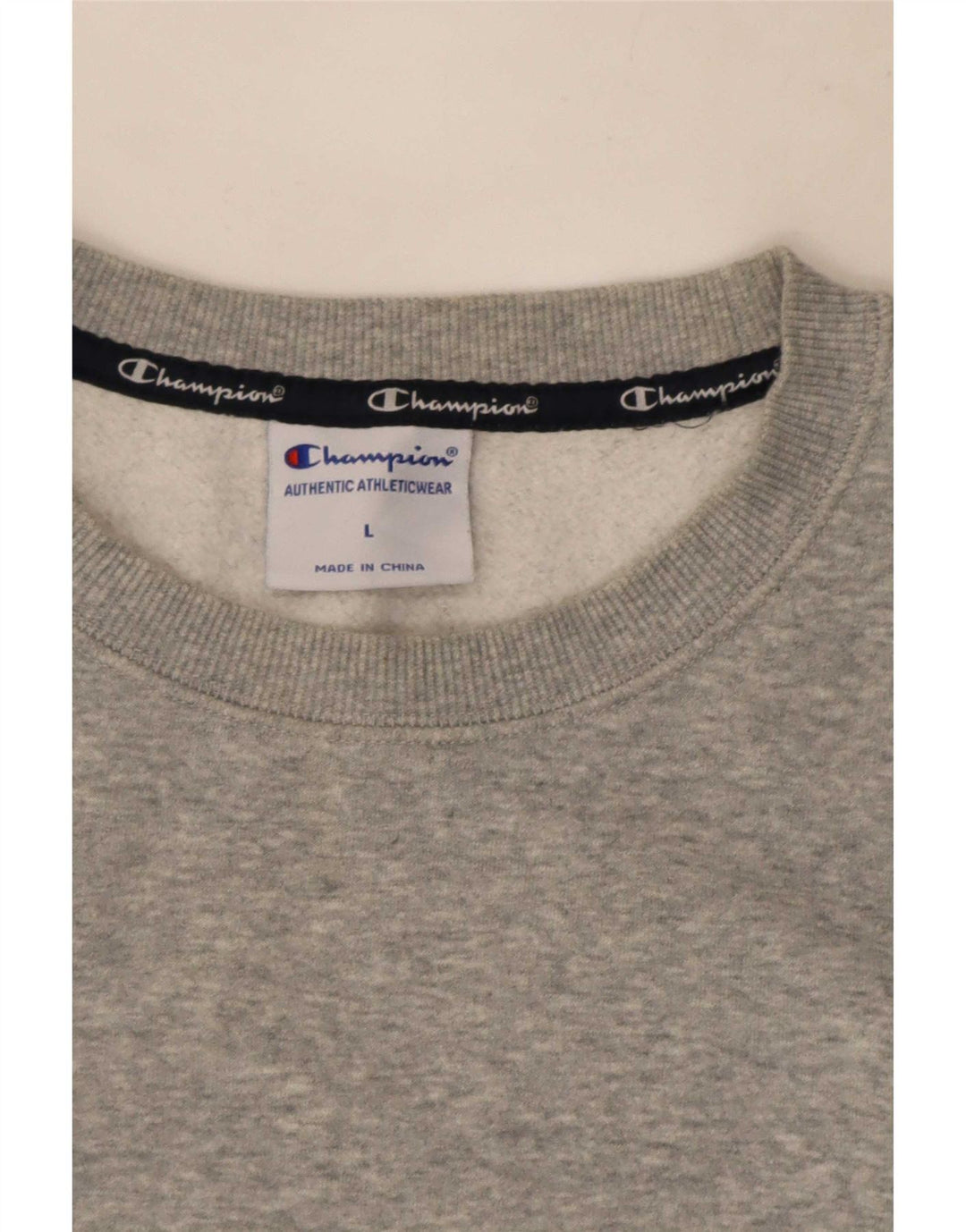 Felpa grafica da uomo Champion, maglione grande, cotone chiazzato grigio