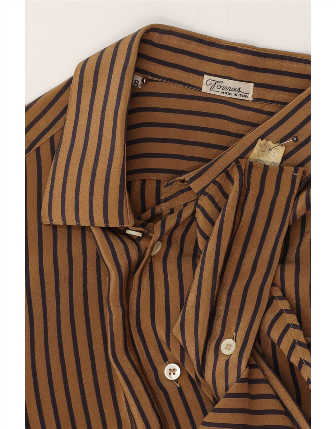 Camicia da uomo TORRAS taglia 38 seta gessata marrone medio