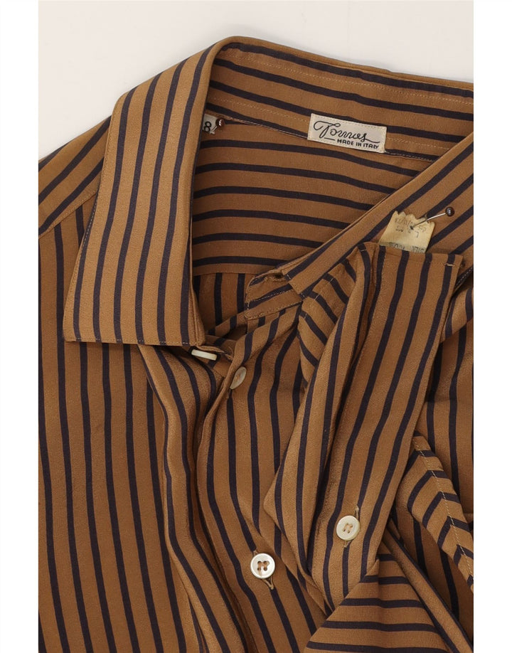 Camicia da uomo TORRAS taglia 38 seta gessata marrone medio