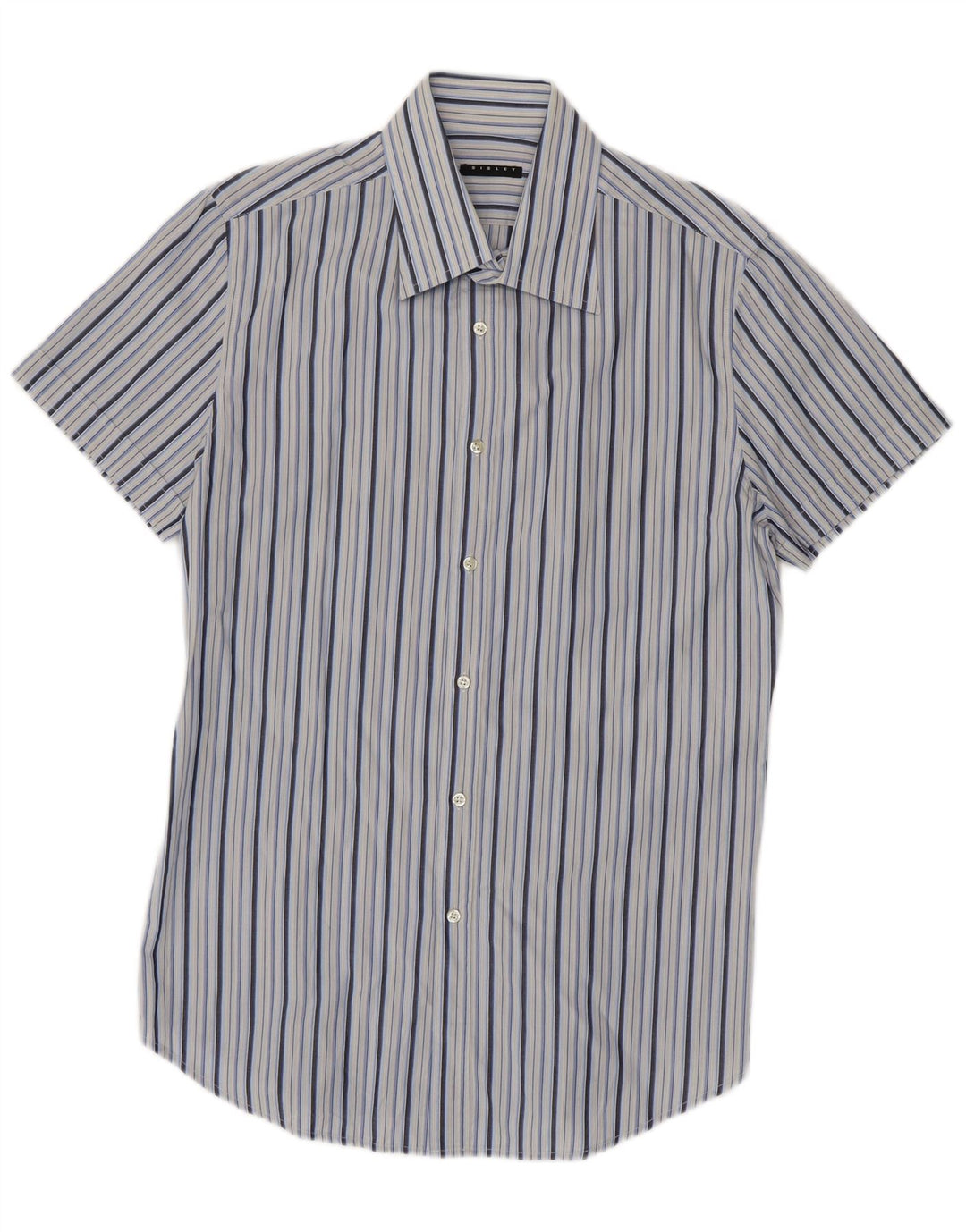 Camicia uomo manica corta Sisley cotone rigato grande blu