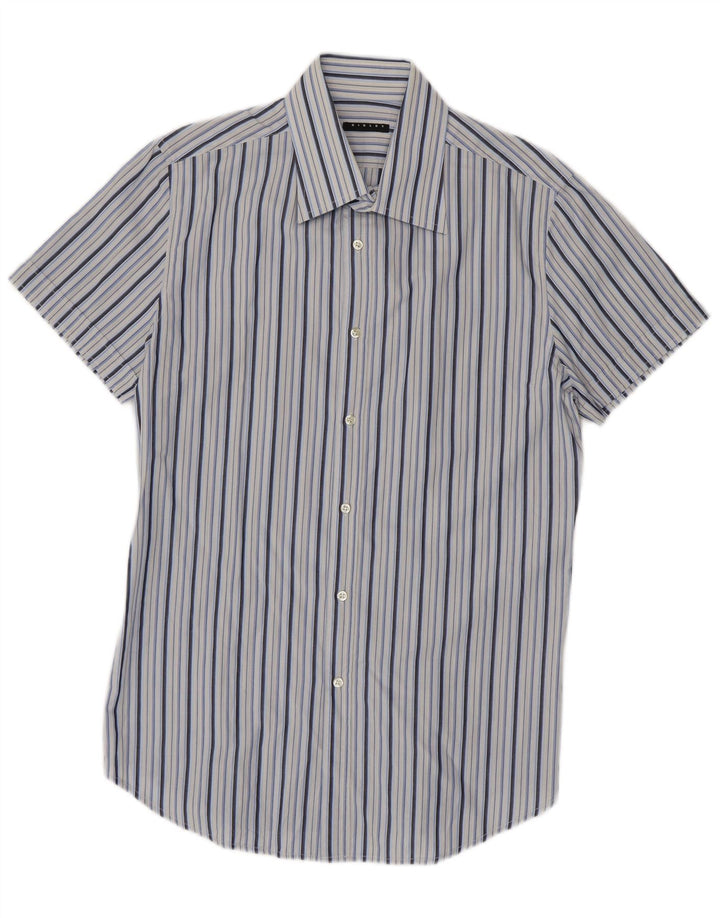 Camicia uomo manica corta Sisley cotone rigato grande blu