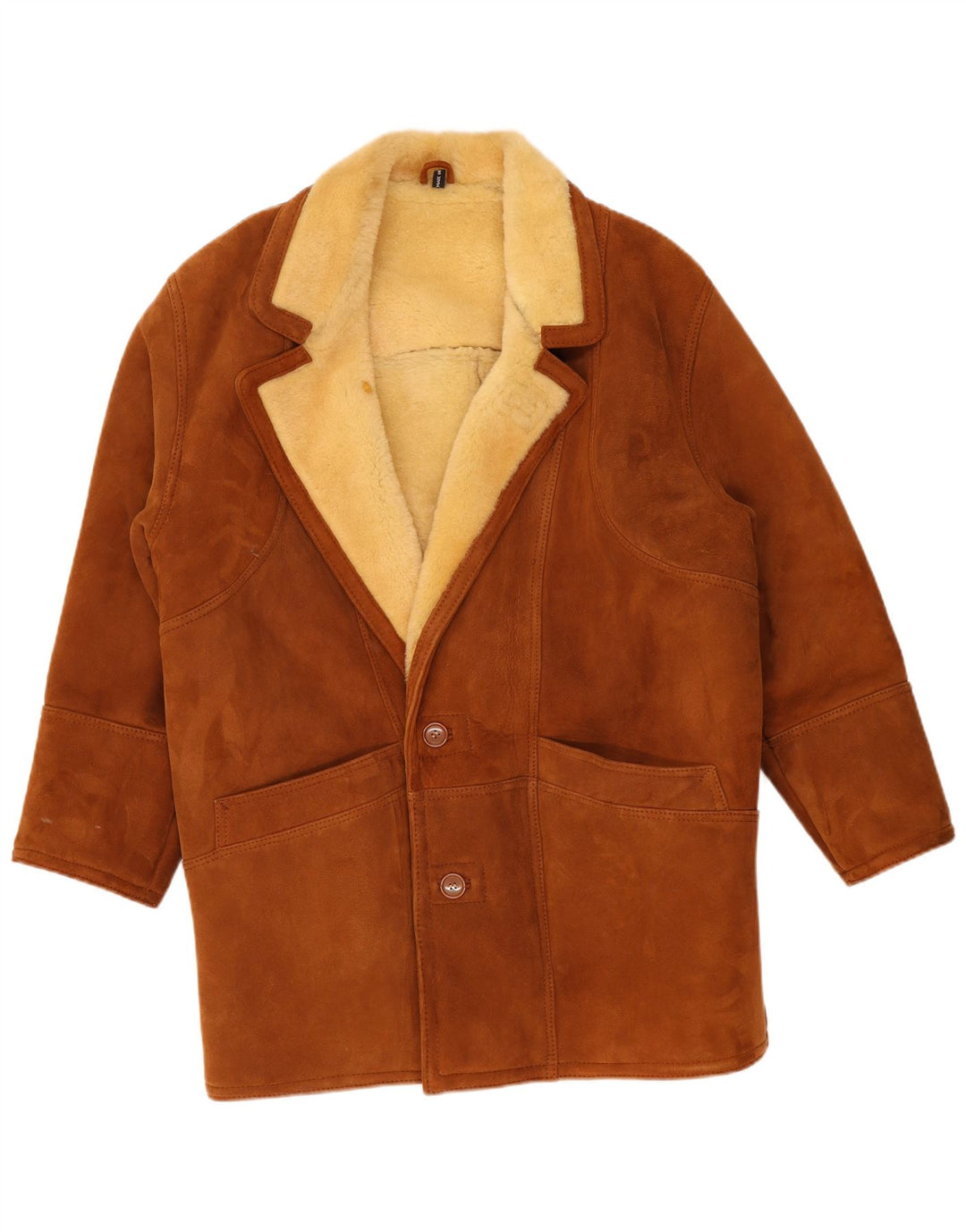 Giacca in shearling vintage da uomo UK 40 Shearling marrone grande