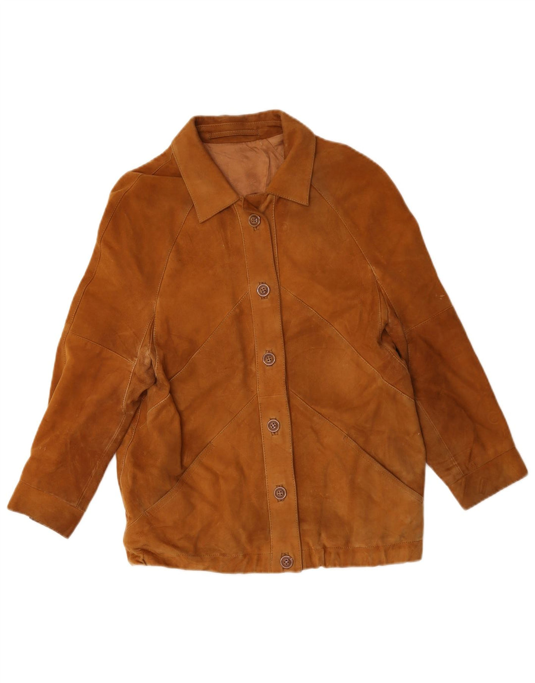 Giacca vintage in pelle scamosciata da donna UK 12 beige medio