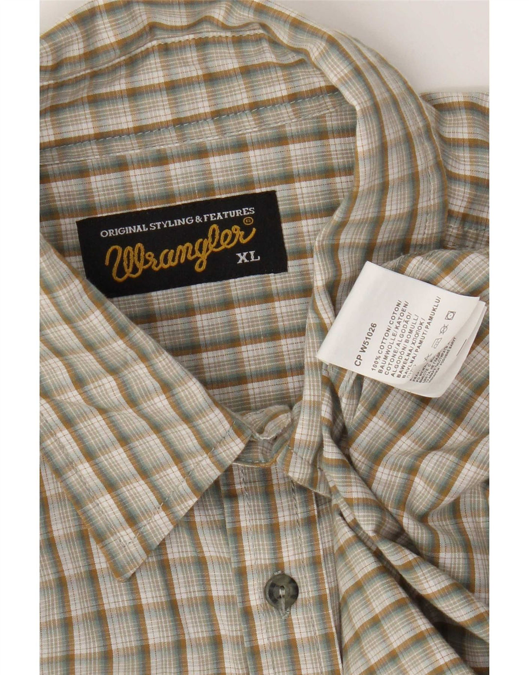 Camicia da uomo Wrangler XL in cotone a quadri beige