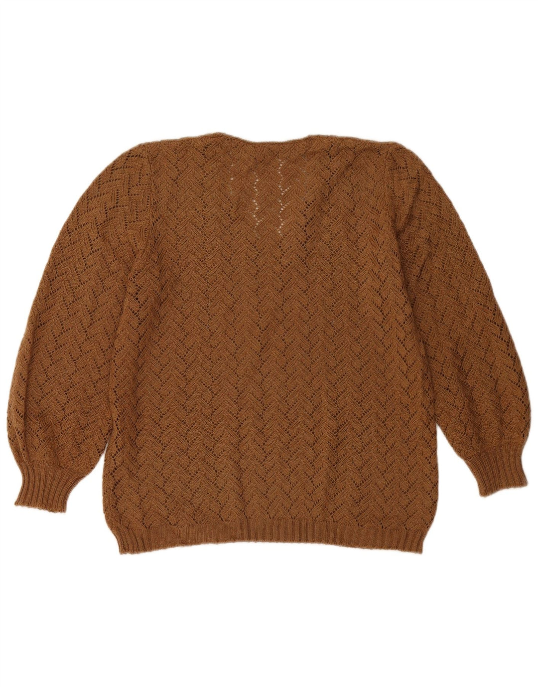 Maglione maglione vintage da donna con scollo a V UK 14 Marrone medio