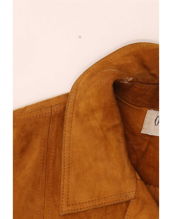 Giacca vintage in pelle scamosciata da fine settimana da donna IT 42 in pelle beige media