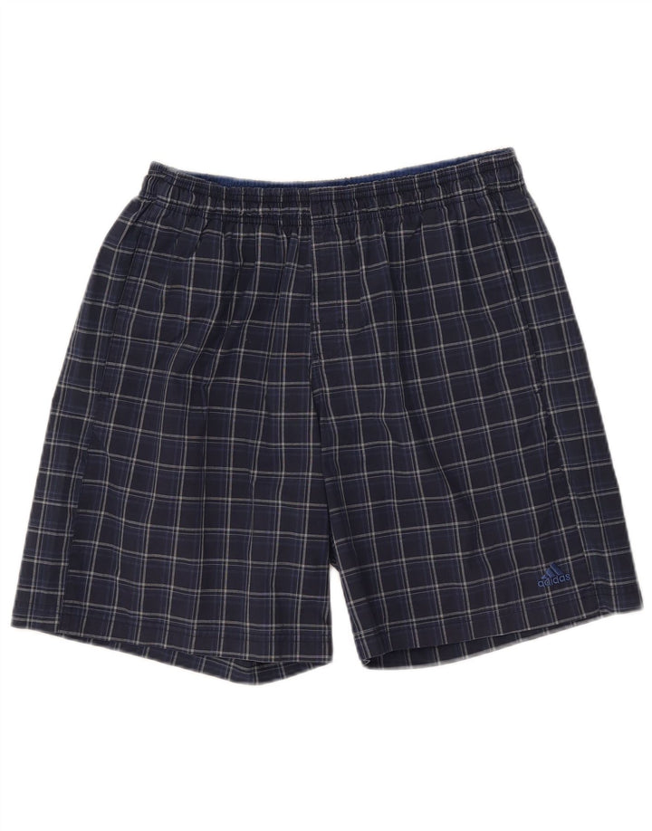 Pantaloncini da bagno Adidas da uomo grandi in poliestere a quadri blu