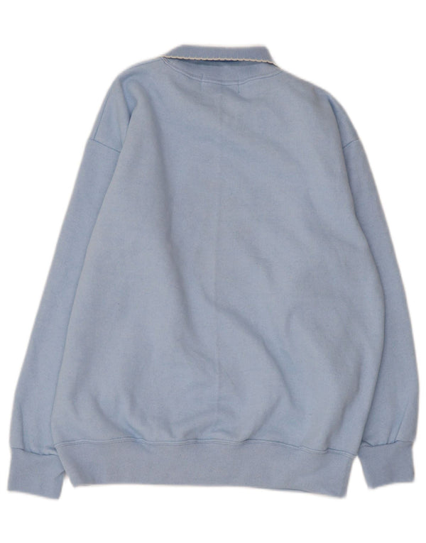 Maglione maglione collo alto da donna VINTAGE UK 14 Farfalla floreale blu medio