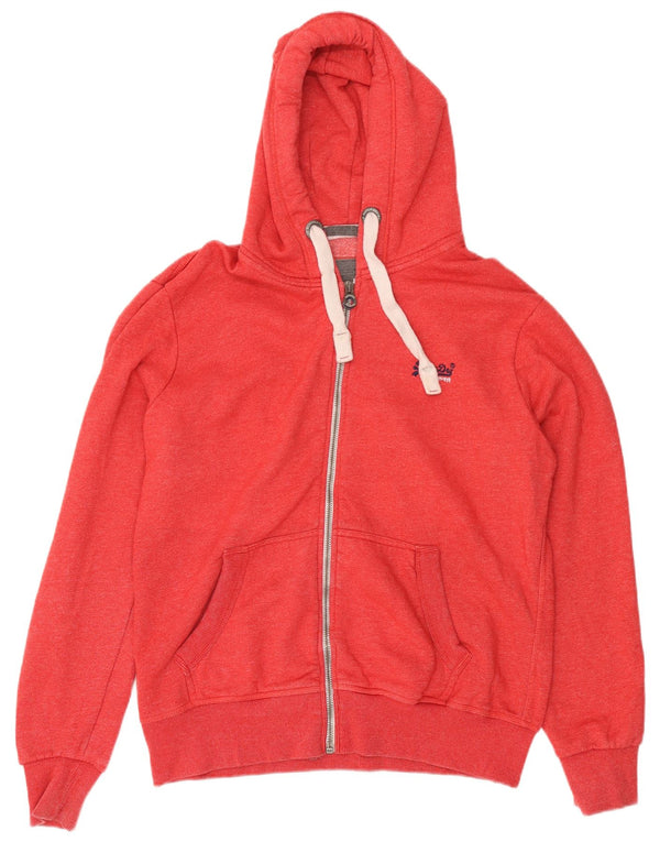 Maglione con cappuccio e zip da uomo Superdry 2XL in cotone rosso