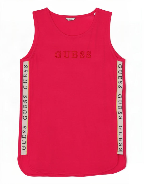 Guess Canottiera grafica da donna UK 14 Cotone color block rosa medio