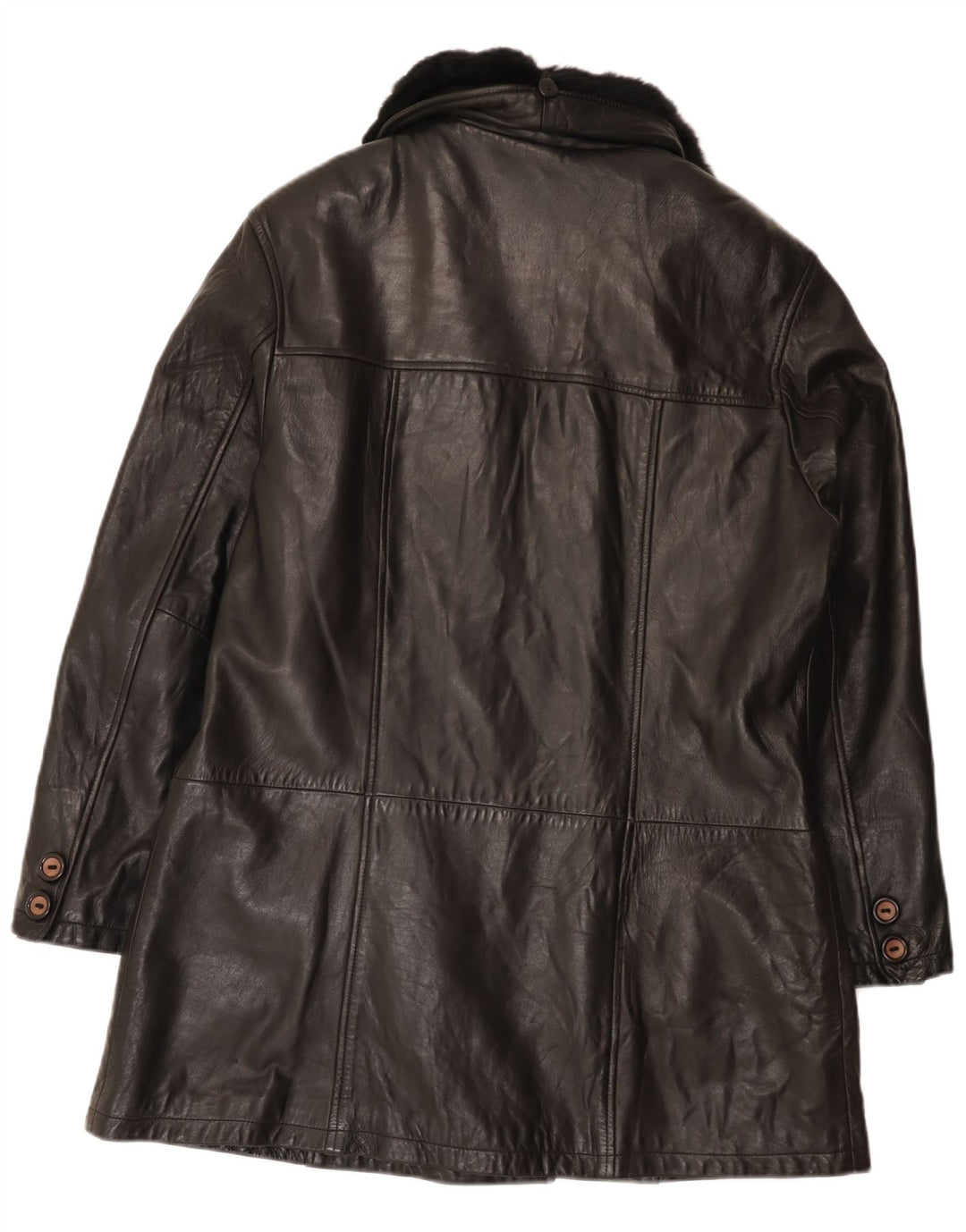Cappotto in Pelle Doppio Petto da Donna Zaffers IT 42 Medio in Pelle Nera