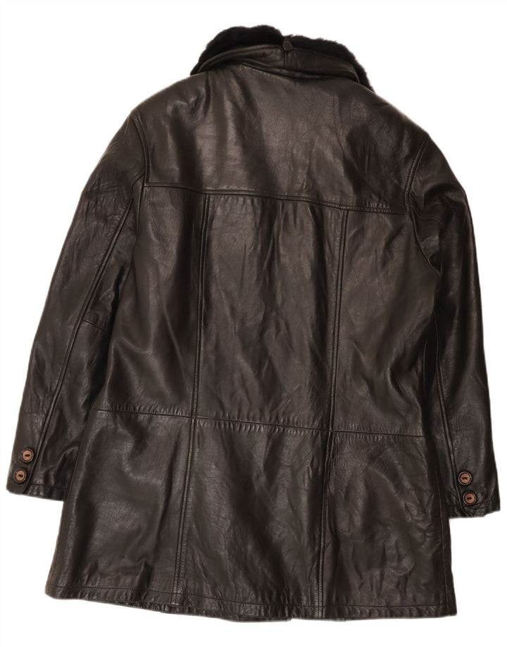 Cappotto in Pelle Doppio Petto da Donna Zaffers IT 42 Medio in Pelle Nera