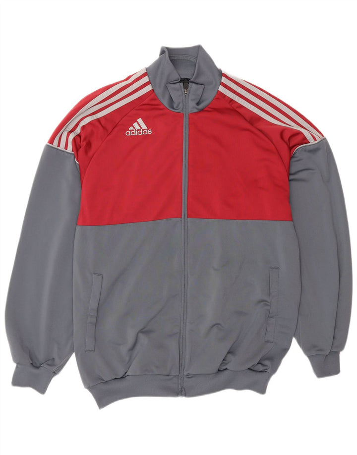 Giacca da tuta da uomo Adidas UK 38/40 Poliestere color block grigio medio