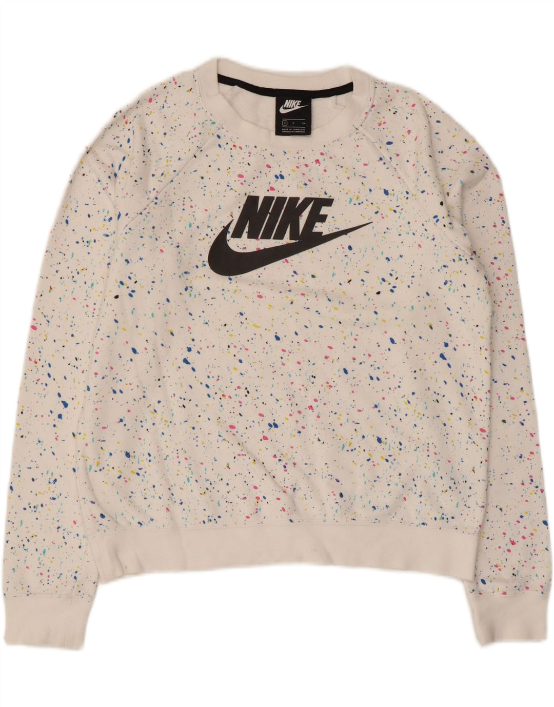 Felpa oversize con grafica Nike da donna UK 10 piccola bianca maculata