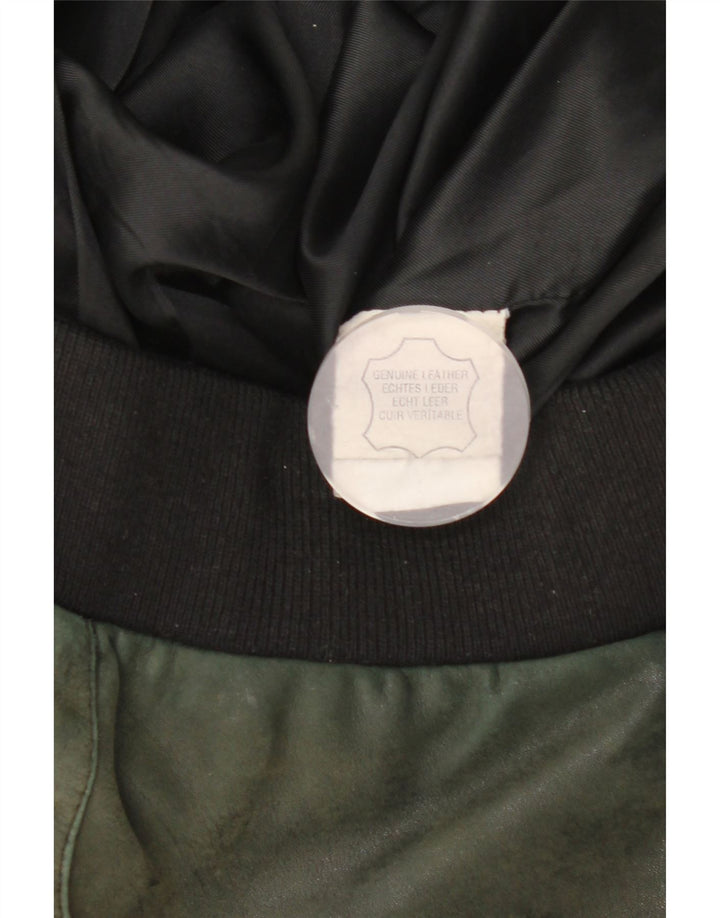 Giacca in pelle vintage da uomo UK 46 3XL Pelle a quadri verde