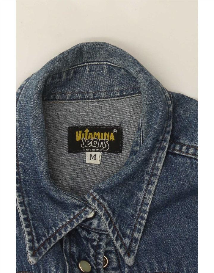 Camicia in denim a maniche corte da donna Vitamina UK 14 Blu medio