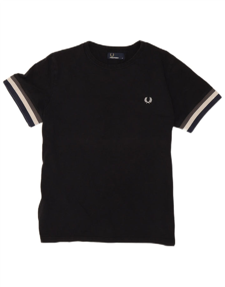 T-shirt da uomo Fred Perry Top in cotone color block medio nero