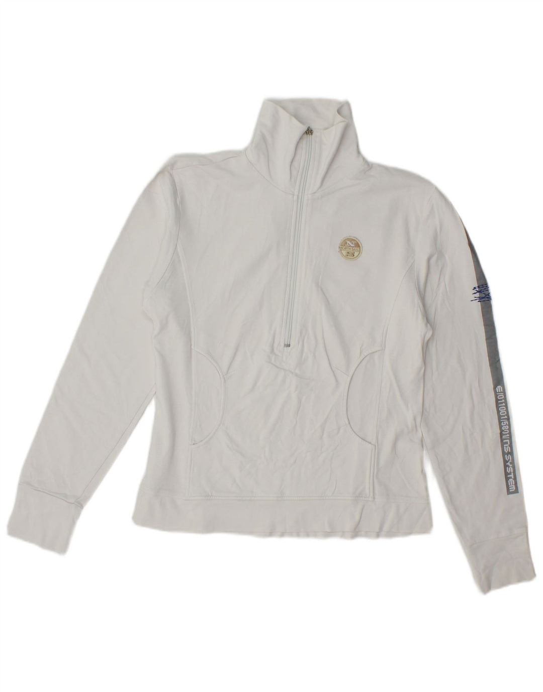 Felpa con collo con zip grafica da donna North Sails Maglione UK 14 Large Bianco