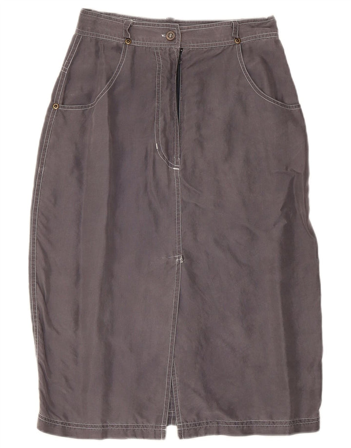 Gonna longuette vintage da donna piccola W24 in seta grigia