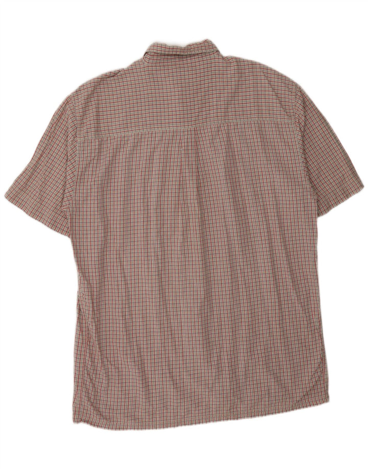 JEEP Mens Short Sleeve Shirt Large Red Check Cotton