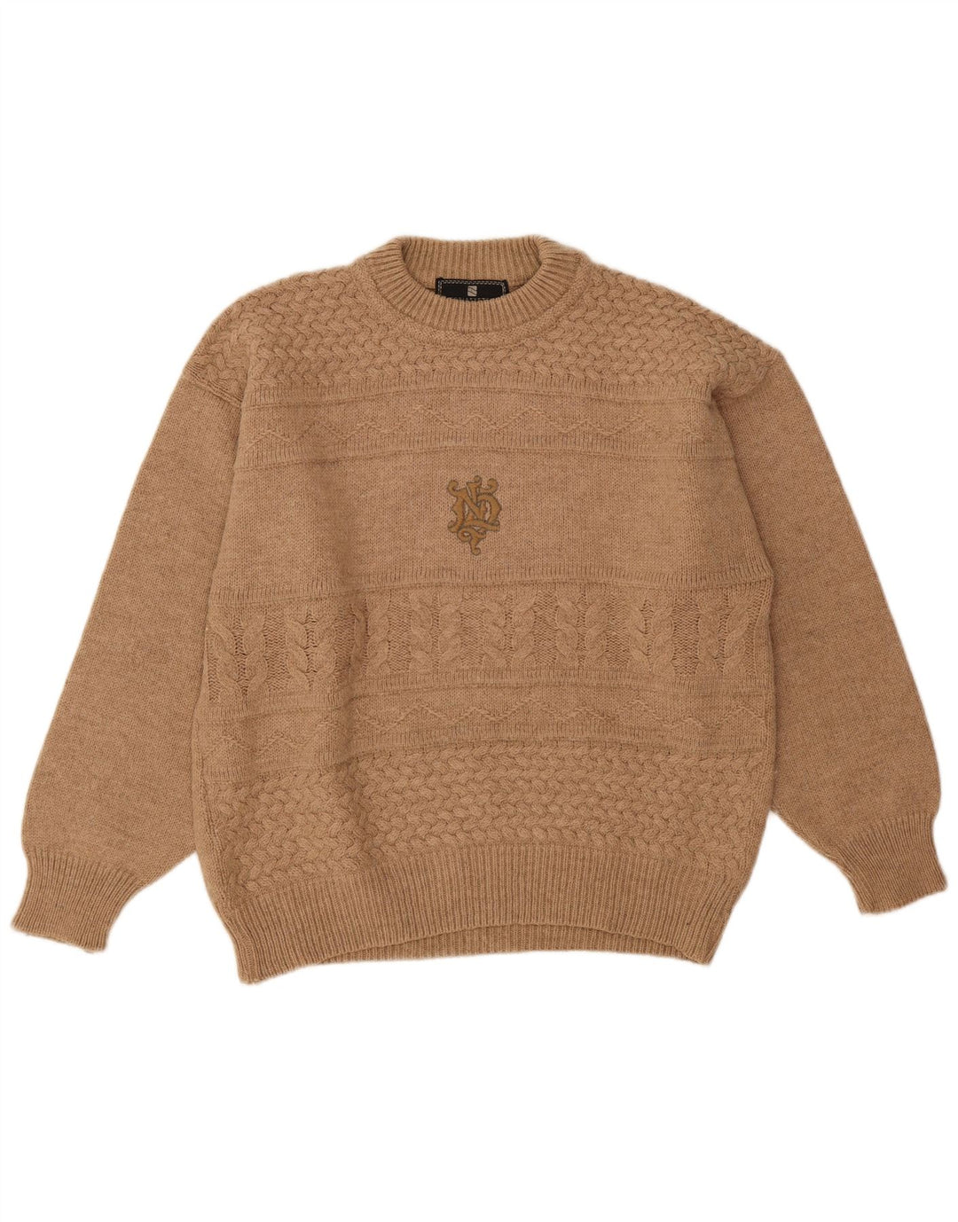 Maglione Maglione Girocollo Uomo Tobia System IT 48 Lana Beige Medio