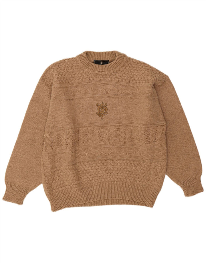 Maglione Maglione Girocollo Uomo Tobia System IT 48 Lana Beige Medio