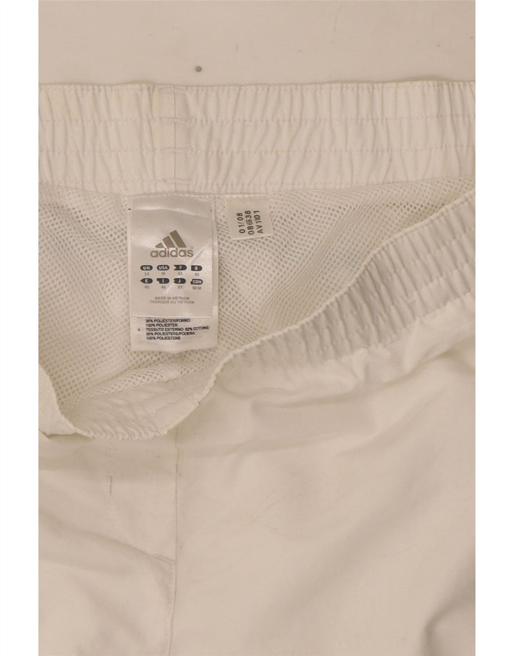 Pantaloncini sportivi Adidas da donna Bermuda UK 14 poliestere bianco medio