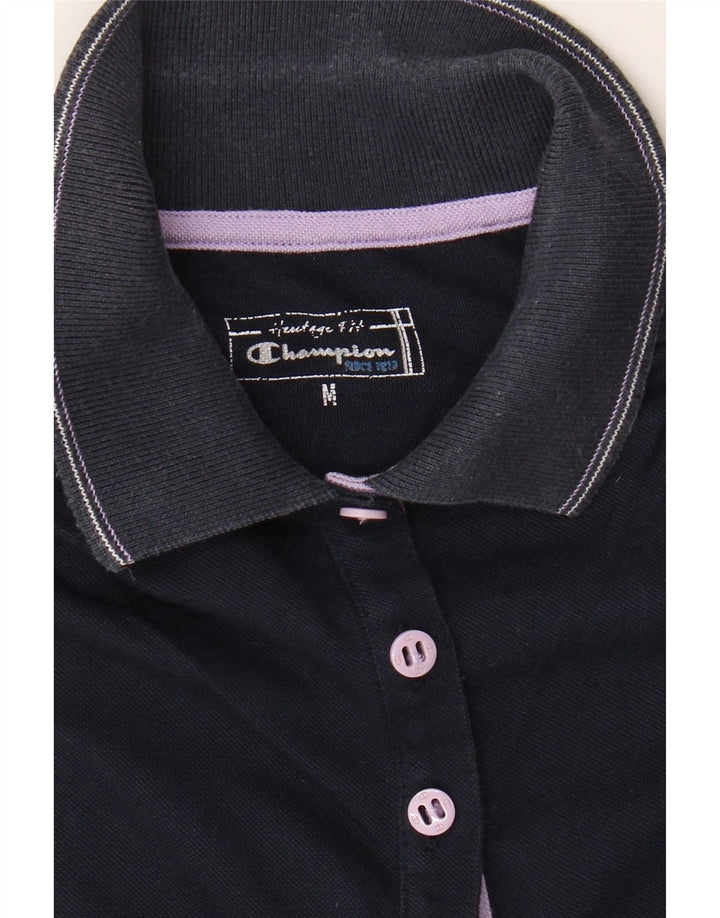 CHAMPION Womens Polo Shirt UK 12 Medium Navy Blue Cotton Vintage Champion and Second-Hand Champion from Messina Hembry 
