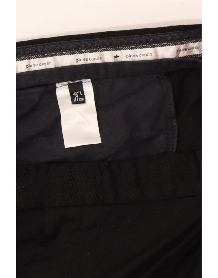Pantaloni da abito con pegging da uomo Pierre Cardin W46 L33 lana nera