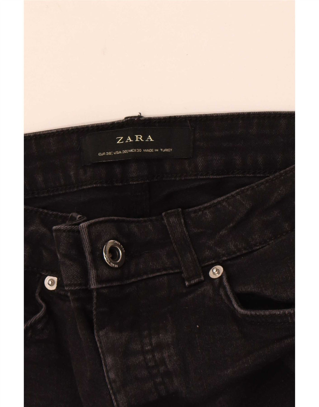 Jeans corti da uomo Zara EU 38 Small W30 L24 Black Colourblock