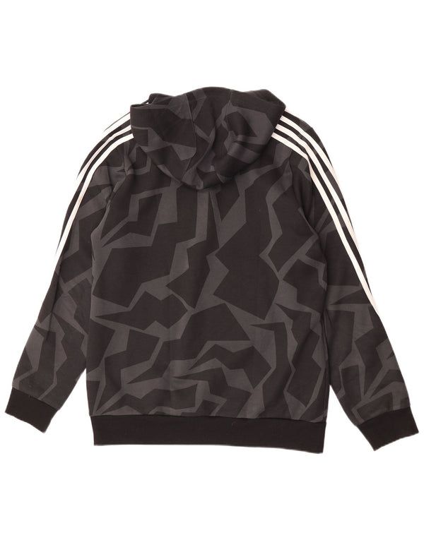 Felpa con cappuccio da ragazzo Adidas 15-16 anni in cotone geometrico nero