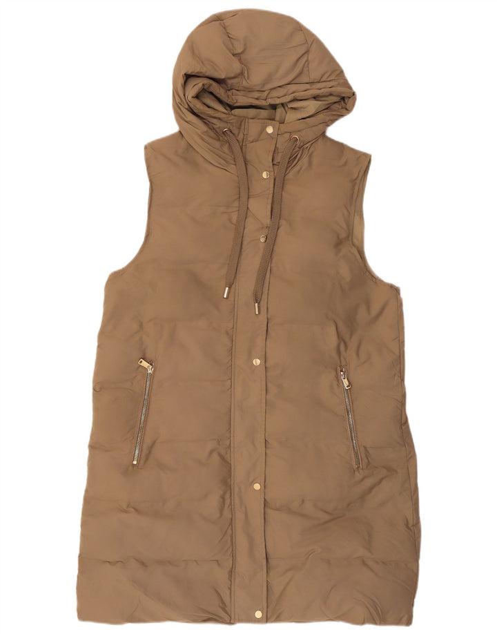 Cappotto imbottito senza maniche con cappuccio da donna Zara UK 14 Beige medio