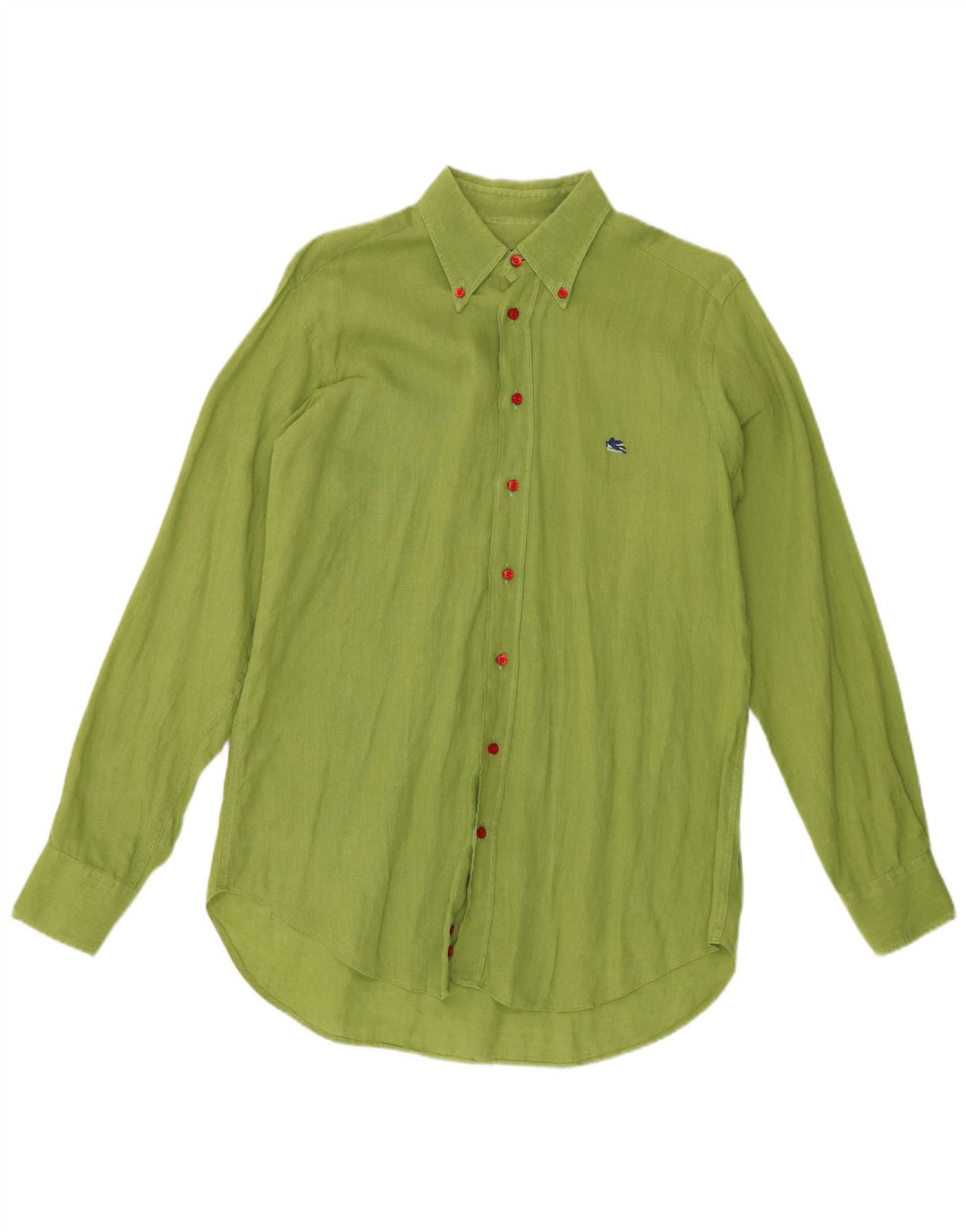 Camicia Etro Uomo Taglia 40 Lino Verde Medio