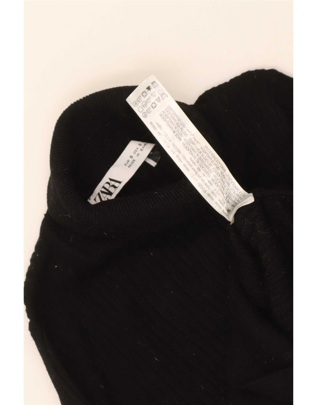 Maglione corto da donna Zara con collo alto UK 8 piccolo in viscosa nera