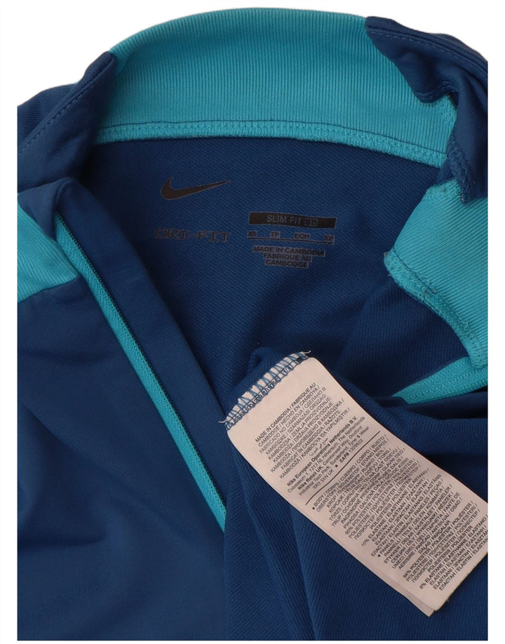 Maglia da ginnastica da uomo Nike Dri Fit con zip e collo slim pullover XS blu geometrica
