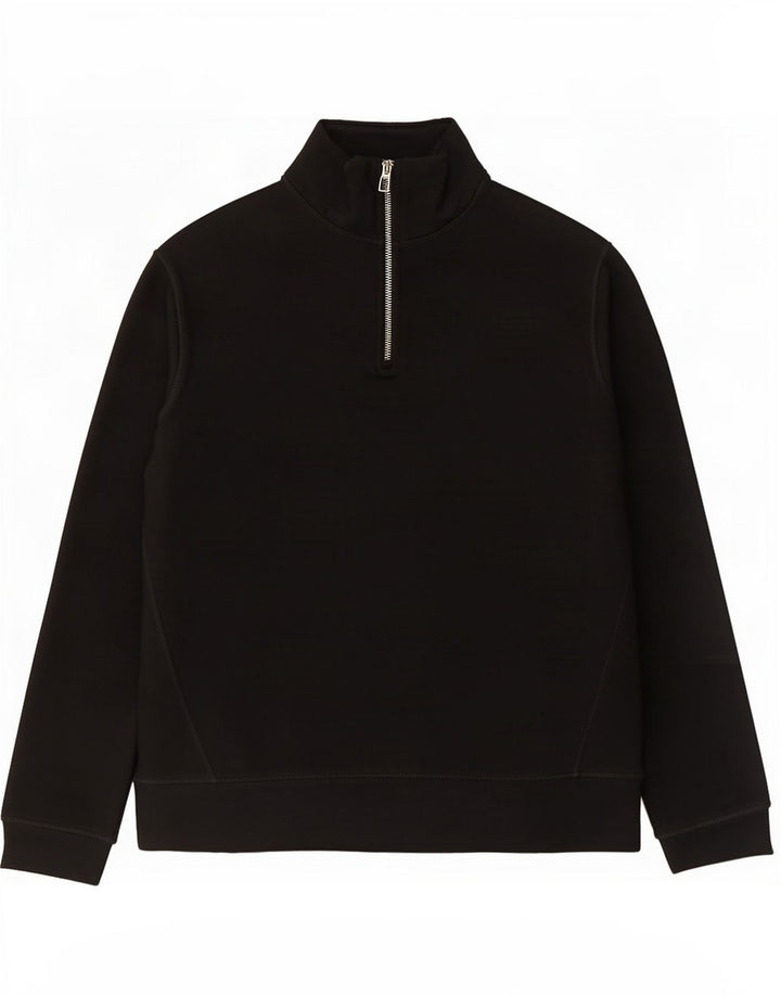 Felpa Zara da uomo con collo con zip, maglione medio nero
