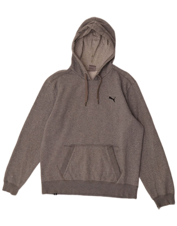 Felpa con cappuccio da uomo Puma Large in cotone grigio