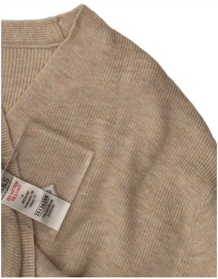 Maglione con scollo a V da donna Marks & Spencer UK 14 Viscosa beige medio