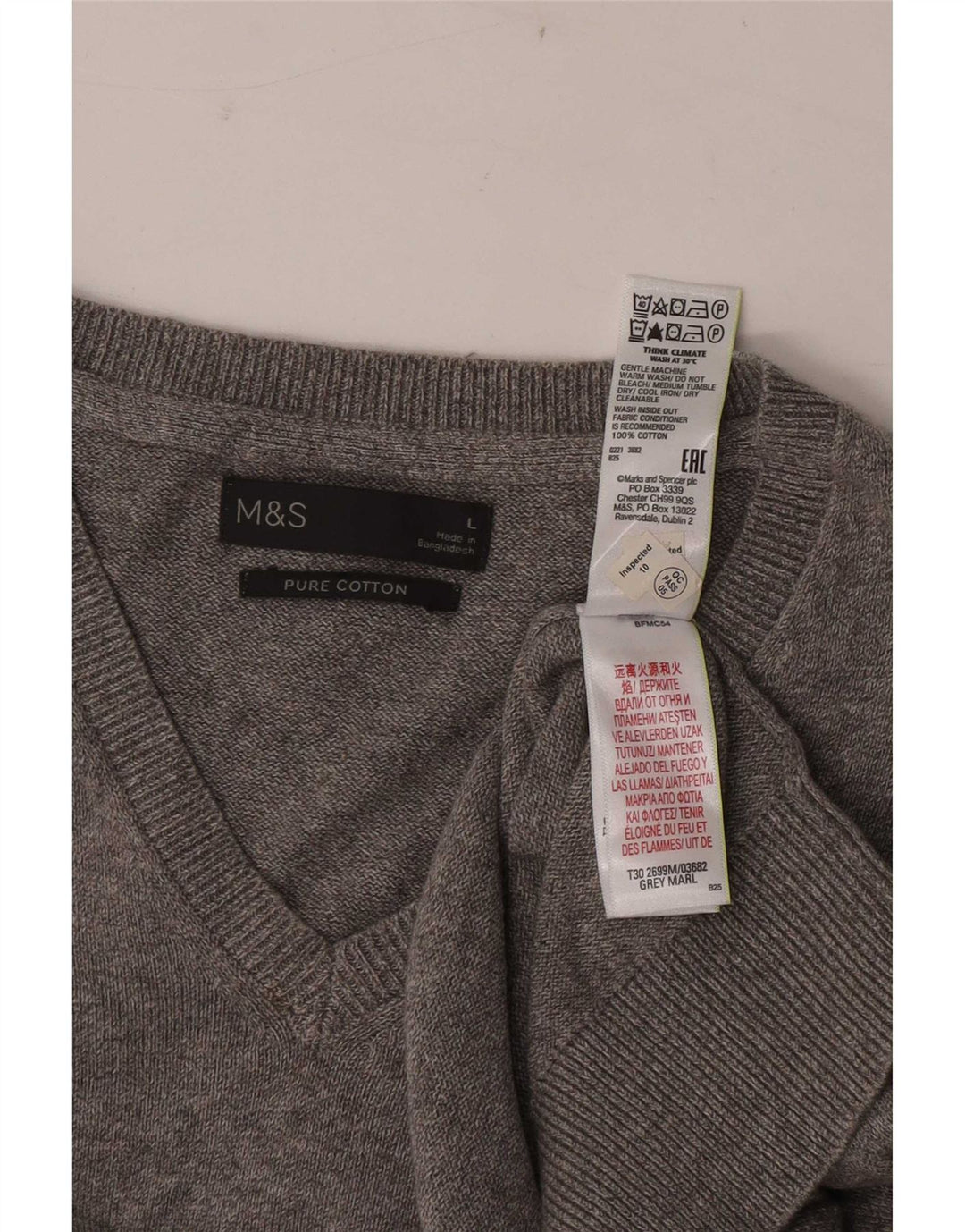 Canottiera da uomo Marks & Spencer grande in cotone grigio