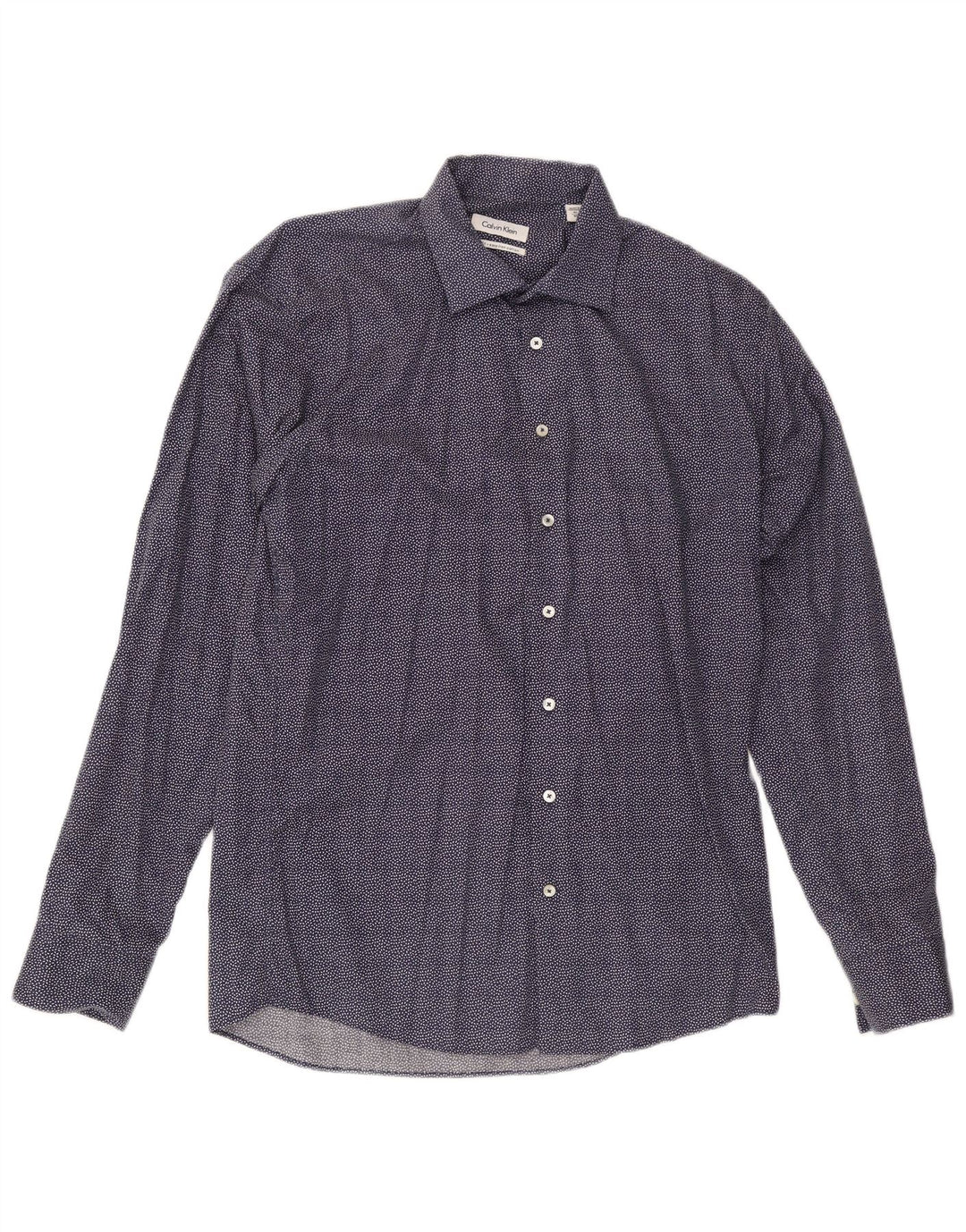 Camicia slim fit da uomo Calvin Klein taglia 41 grande cotone maculato blu navy