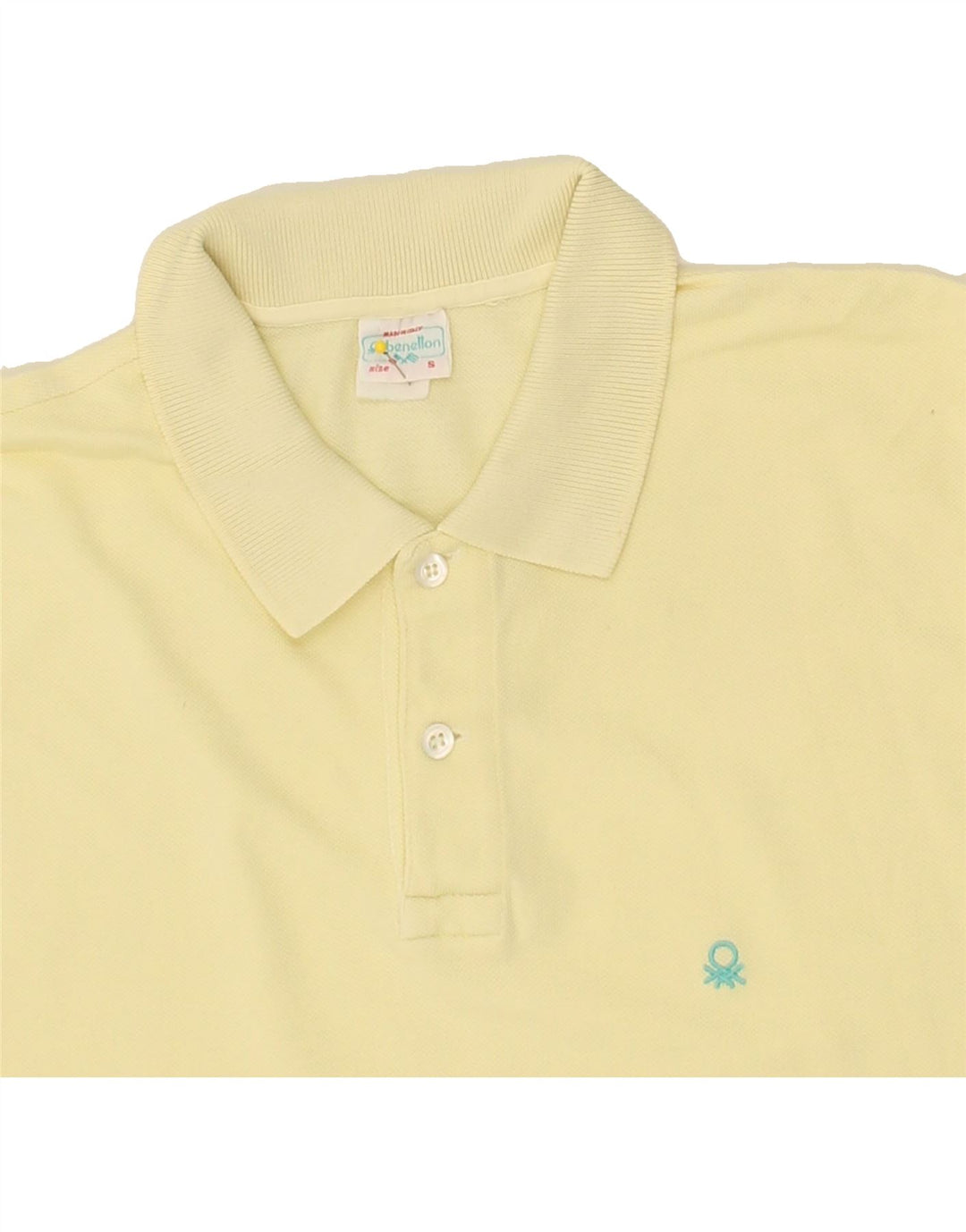 BENETTON Mens Polo Shirt Small Yellow Cotton | Vintage Benetton | Thrift | Second-Hand Benetton | Used Clothing | Messina Hembry 