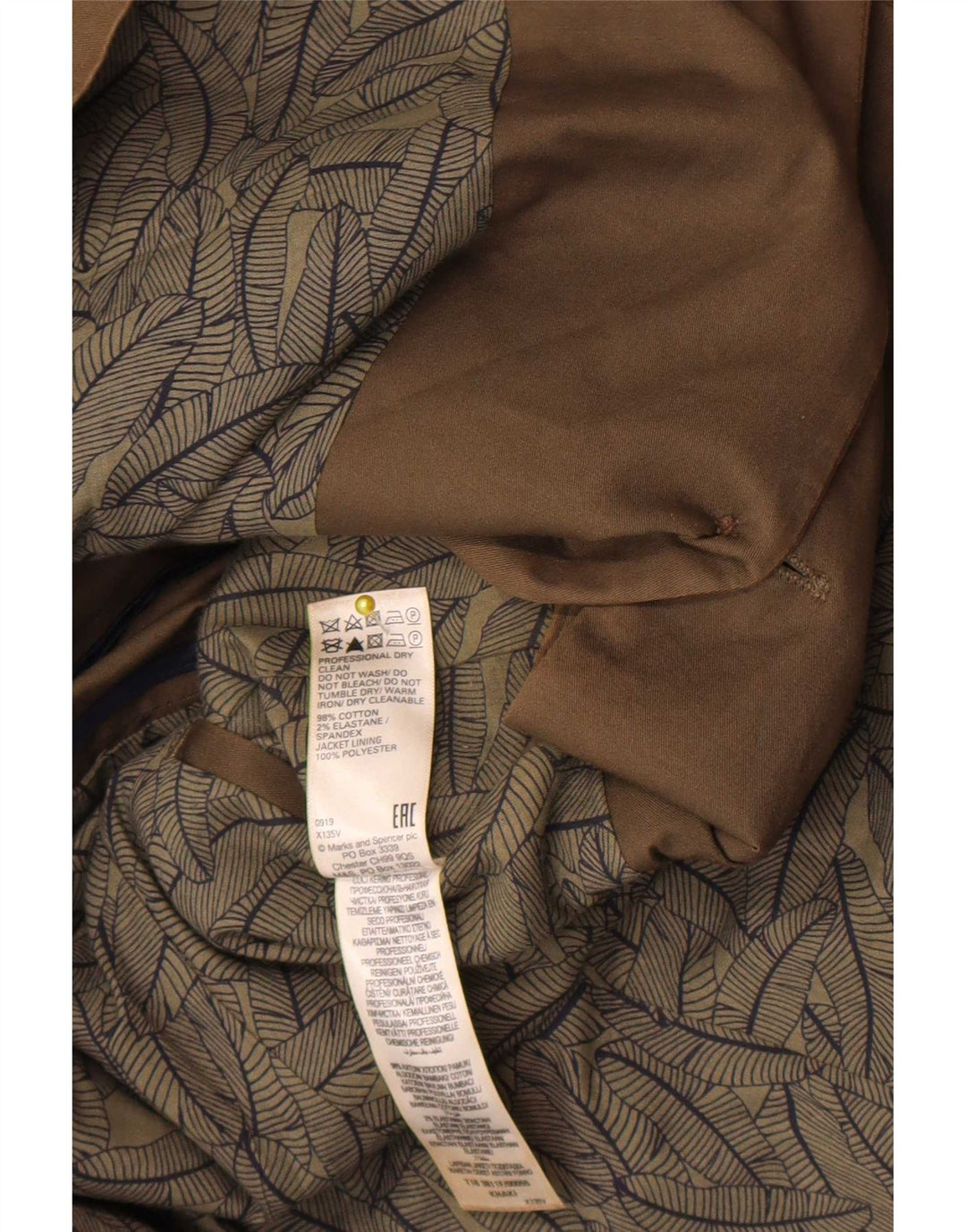 Giacca blazer a 2 bottoni Marks & Spencer da uomo UK 40 cotone kaki medio