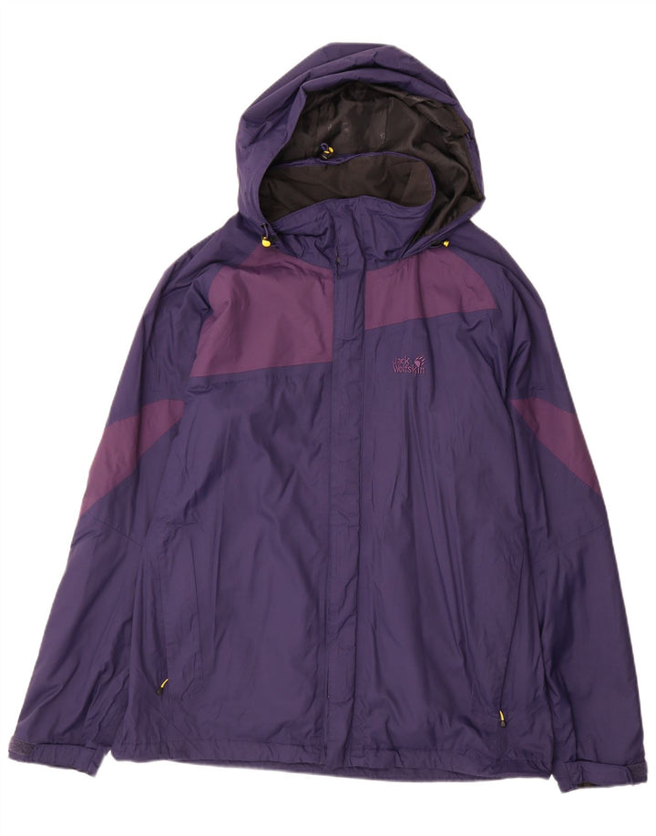 JACK WOLFSKIN Giacca antipioggia da uomo con cappuccio UK 40/42 Large Purple Colourblock