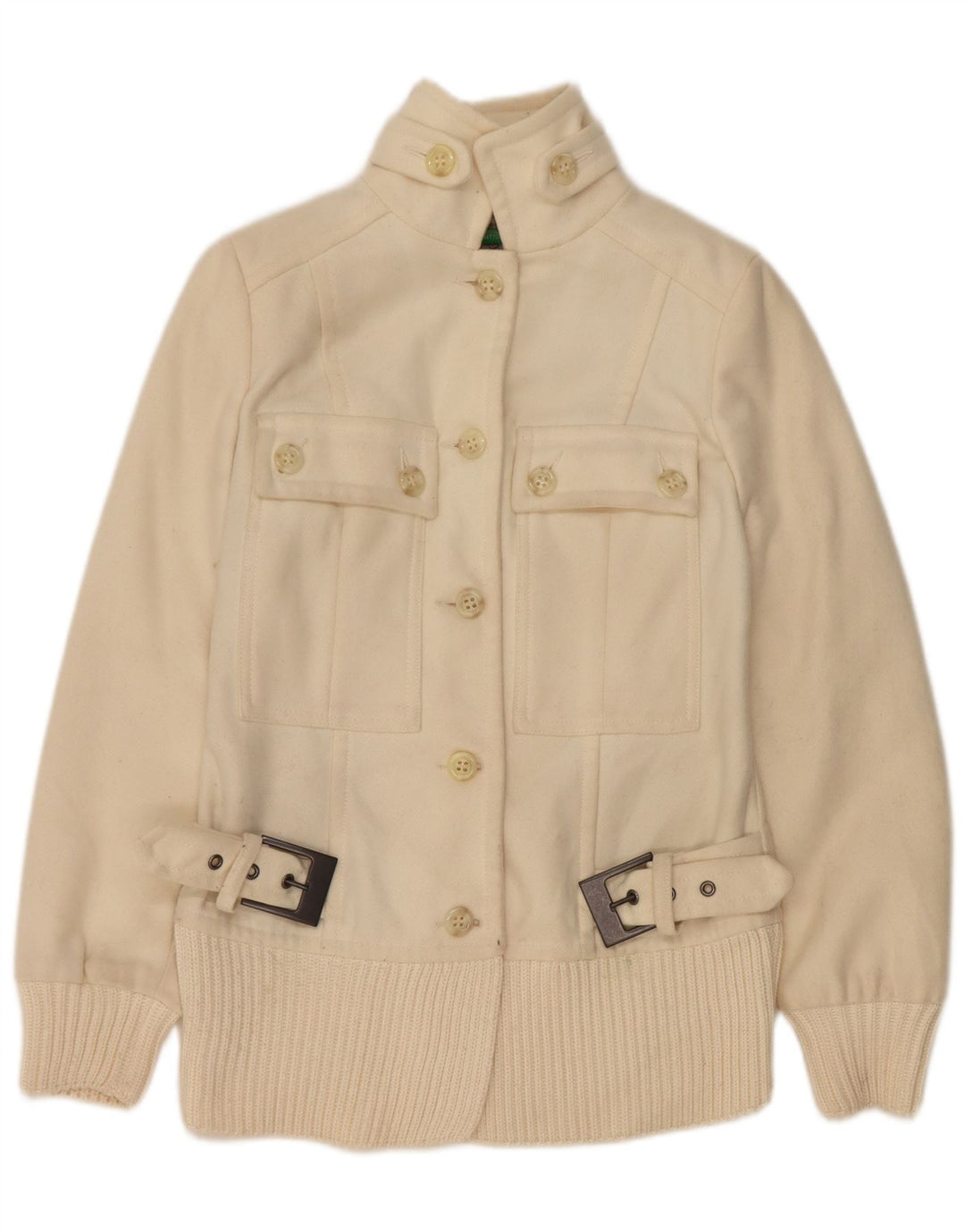 Giubbotto Bomber Da Donna Benetton IT 38 XS Lana Bianco Sporco
